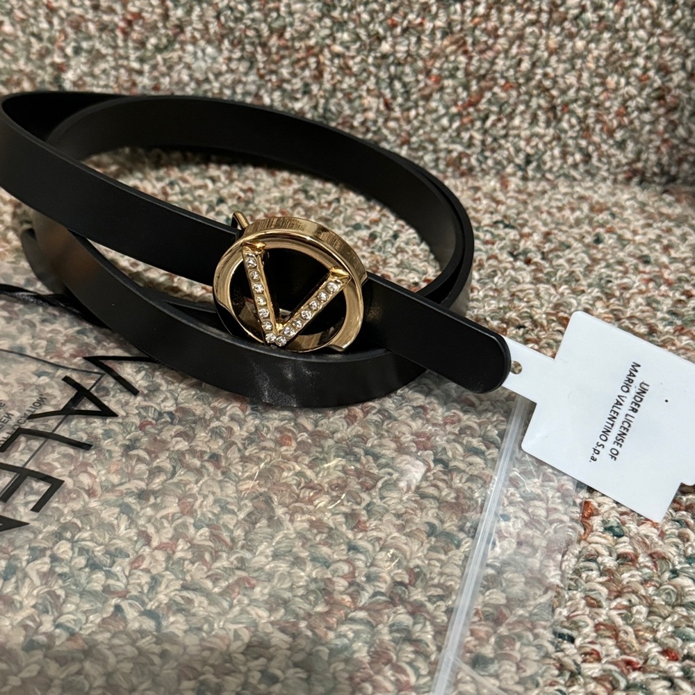 Valentino By Mario Valentino Black and Gold Belt - Picture 3 of 11